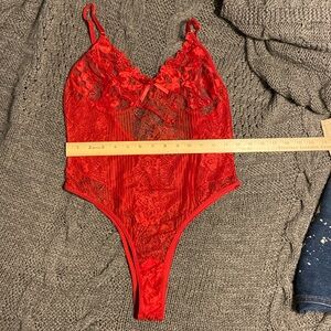 XL adjustable red lace bodysuit